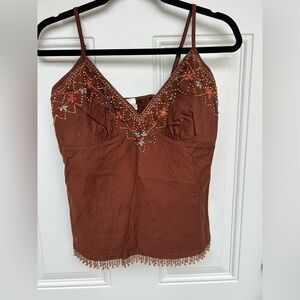 Beverly Chocolate Brown Top with Beaded Details